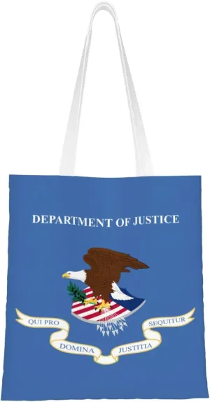 Flag of the United States Department of Justice Tote Bag for Women Canvas Shopping Bags Reusable Beach Bag Grocery Bags Tote Shoulder Bag Gift Bags