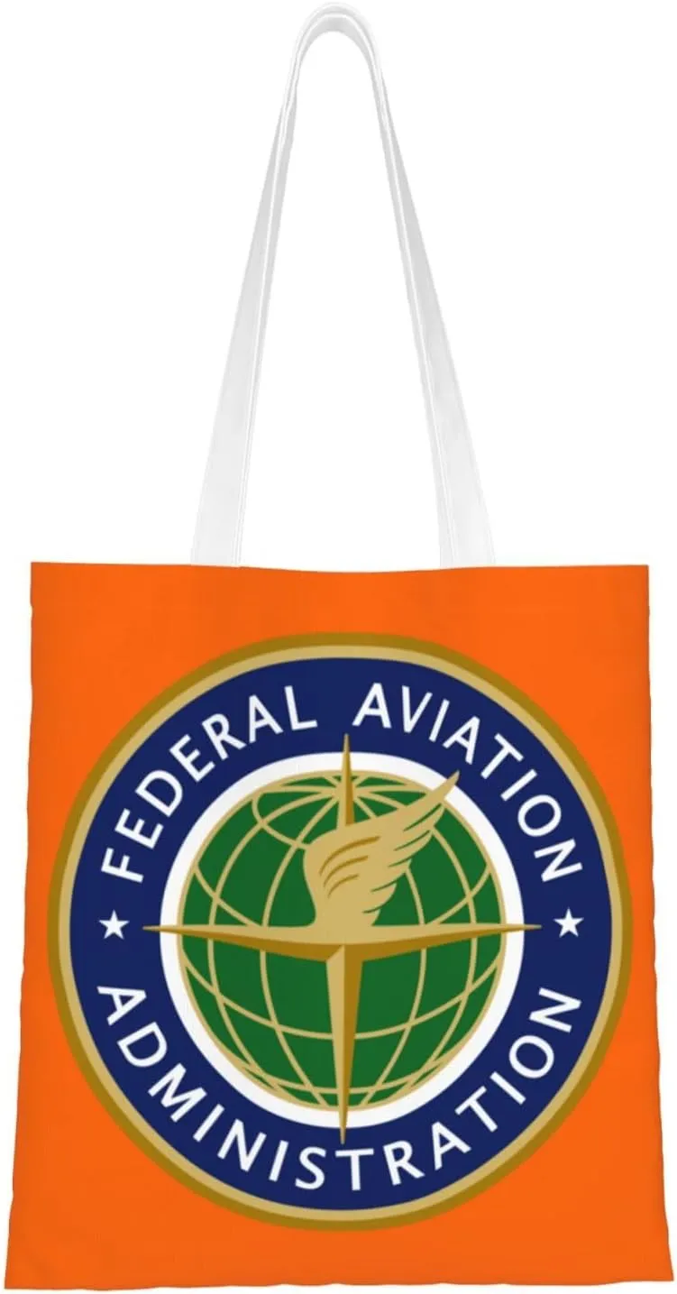 Flag of the United States Federal Aviation Administration Tote Bag for Women Canvas Shopping Bags Reusable Beach Bag Grocery Bags Tote Shoulder Bag Gift Bags