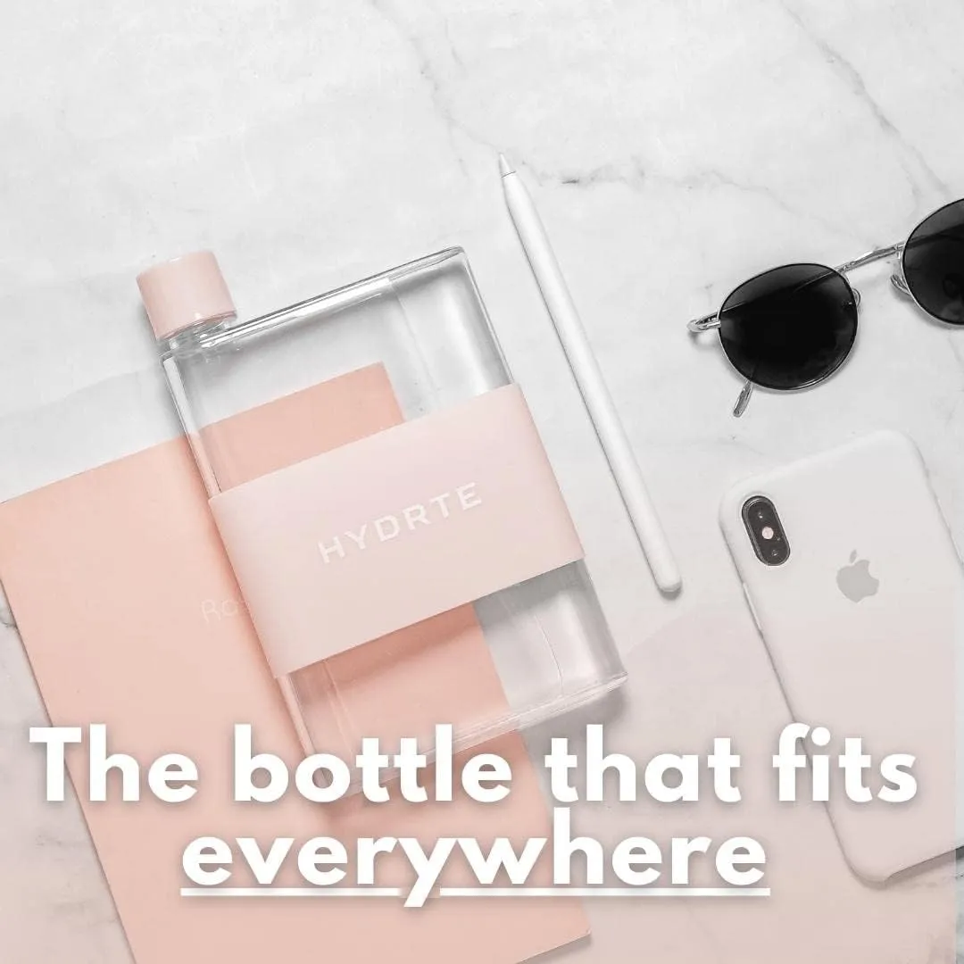 Flat Water Bottle 13 oz - Leak Proof, Slim Design for Purse - Cute BPA-Free Square Bottle for Women and Men
