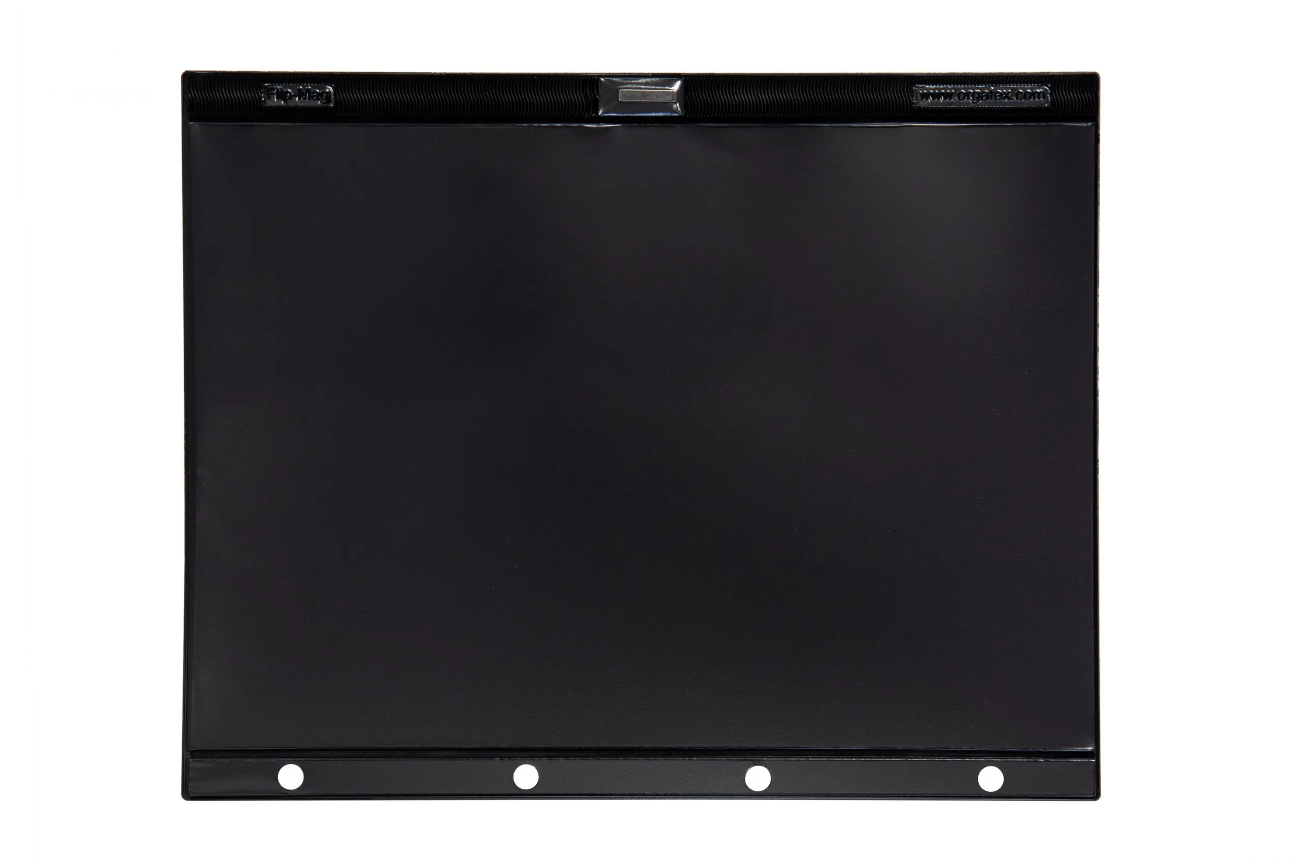 Flip-Mag document holders with adhesive edge and neodymium magnets