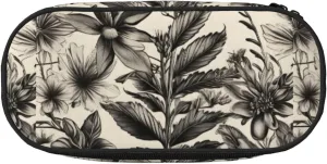 Floral Herbs Botanical Pattern Print Travel Friendly Pen Pouch Pencil Bag Zipper Stationery Makeup Tool Office Supplies