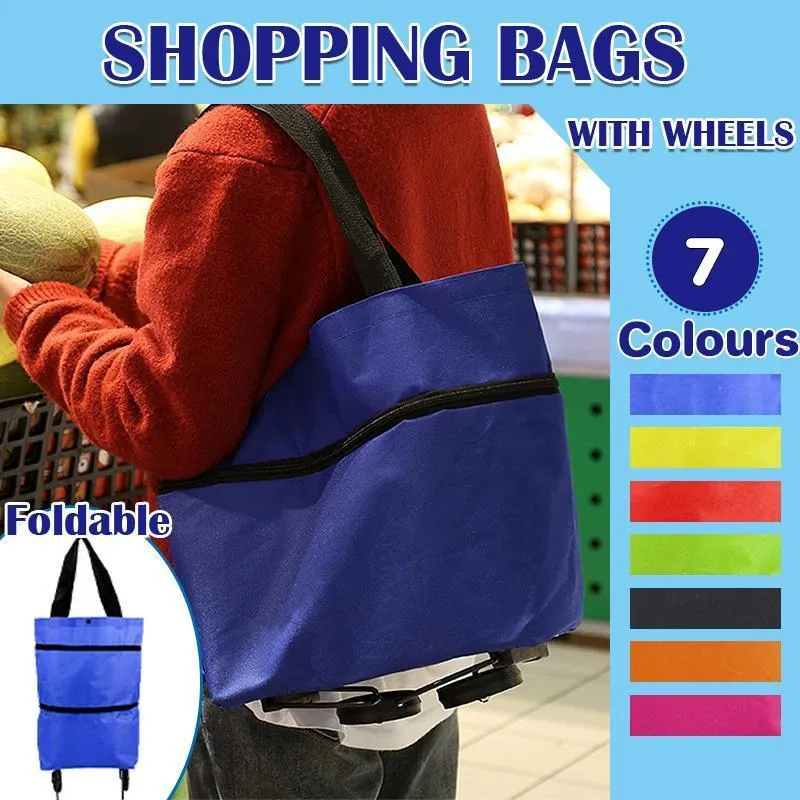 Foldable Shopping Cart 1PC 7Colours Trolley Bag