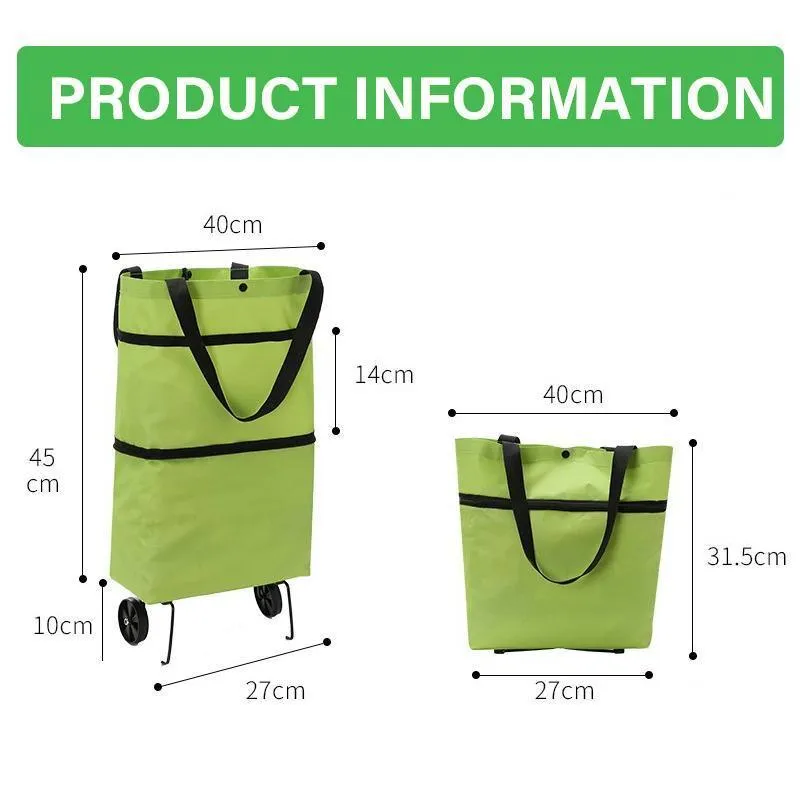 Foldable Shopping Cart 1PC 7Colours Trolley Bag