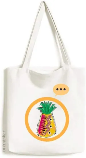Food PineFruit Mexicon Culture Element Illustration Expression Gift Sack Canvas Tote Shoulder Bag