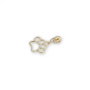 Four #5 Paw Print Zipper Pulls- Gold