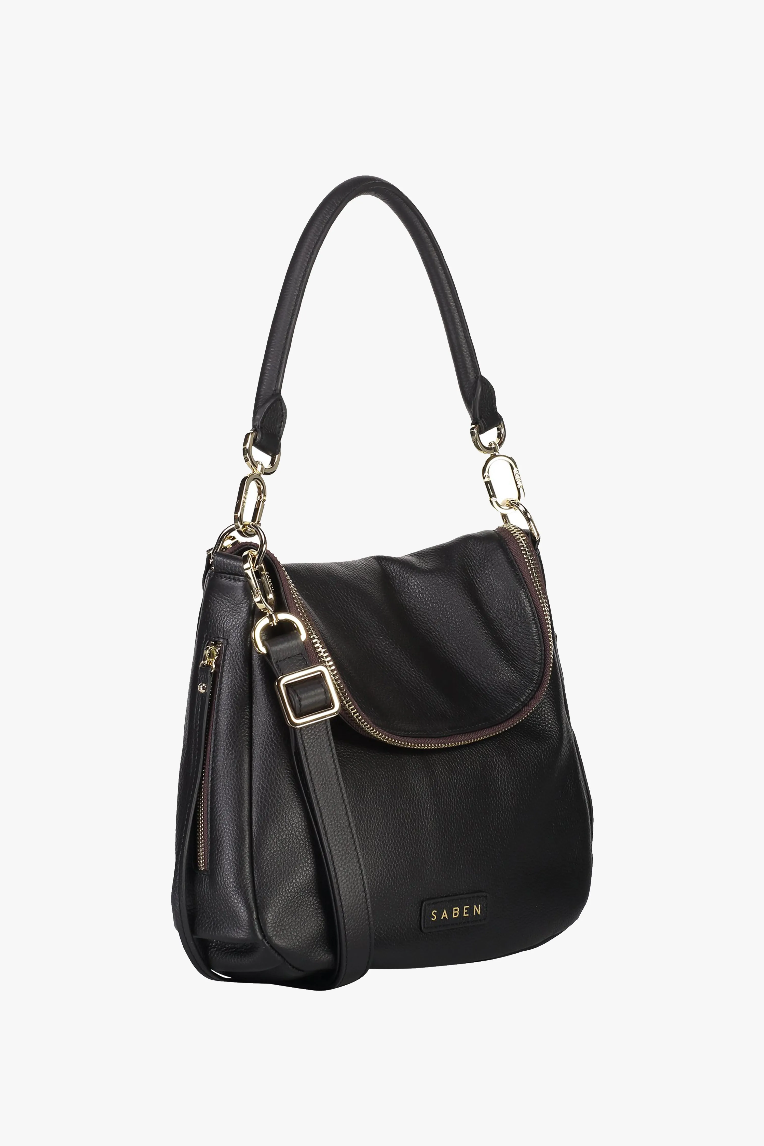 Frankie Fold Over Black Shoulder Bag