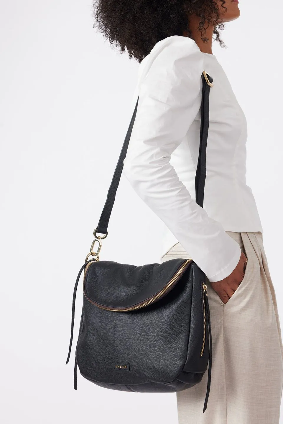 Frankie Fold Over Black Shoulder Bag