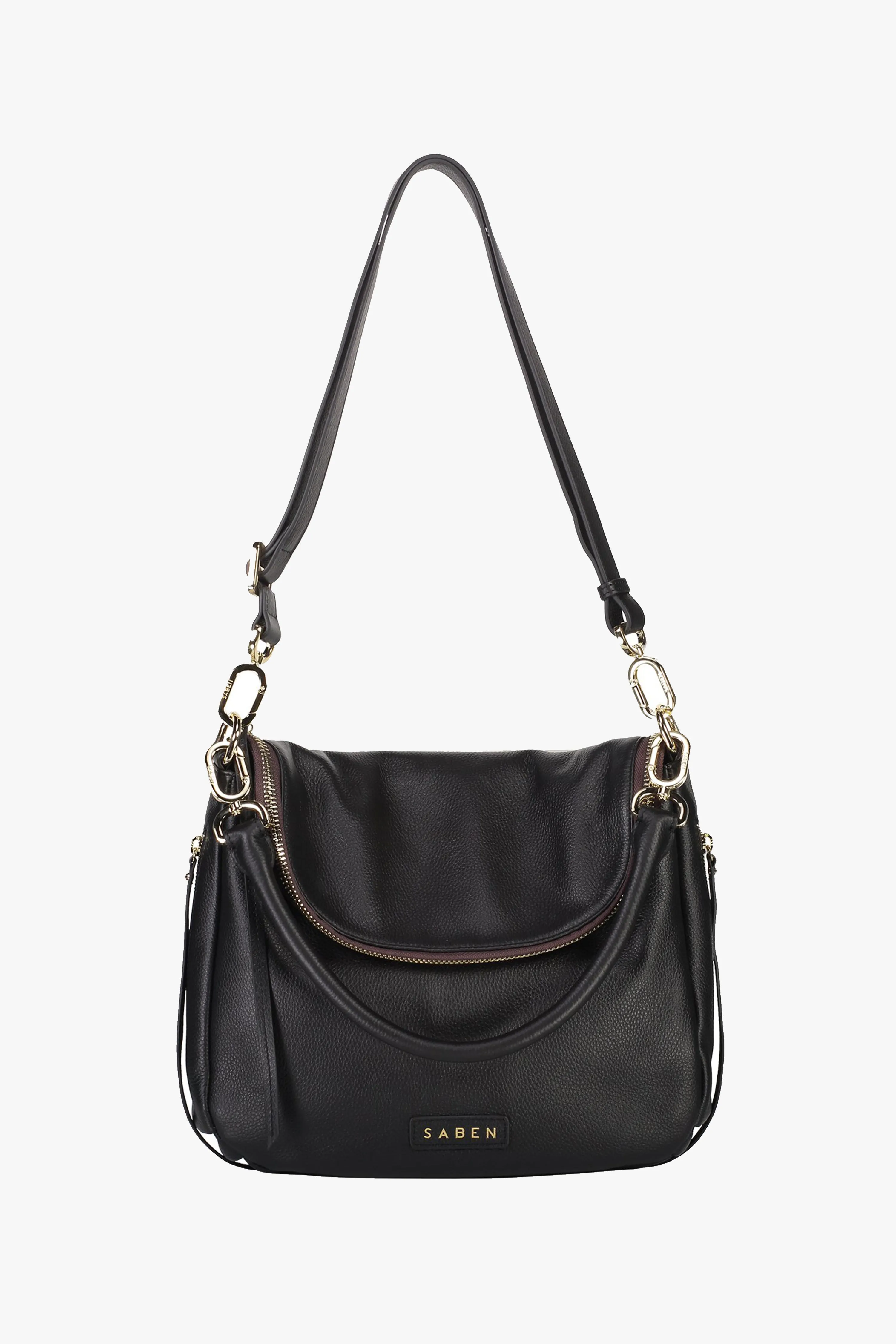 Frankie Fold Over Black Shoulder Bag