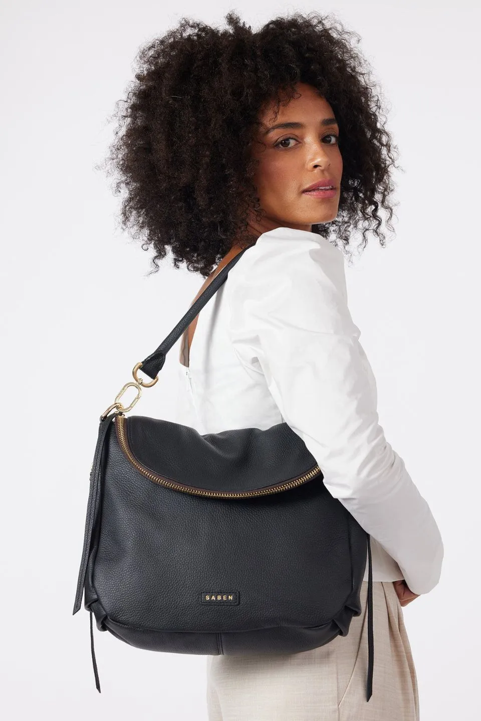 Frankie Fold Over Black Shoulder Bag