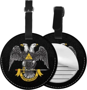 Freemasonry and Scottish Rite Round Leather Luggage Tags for Travel Bags Backpacks Handbags,3.7in