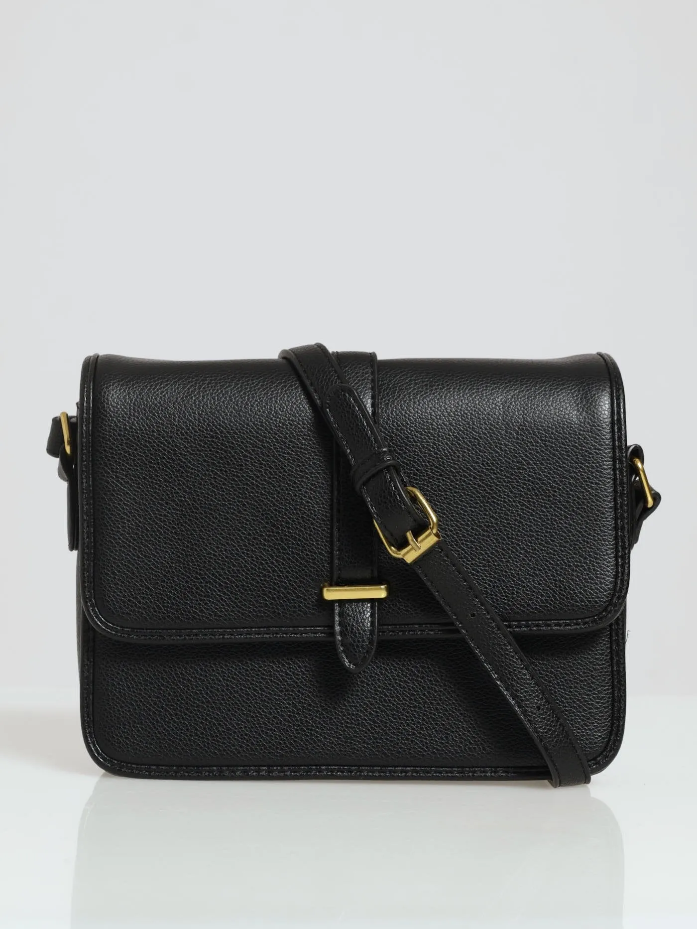 Front Tab Square Satchel - Black