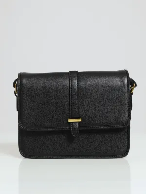 Front Tab Square Satchel - Black