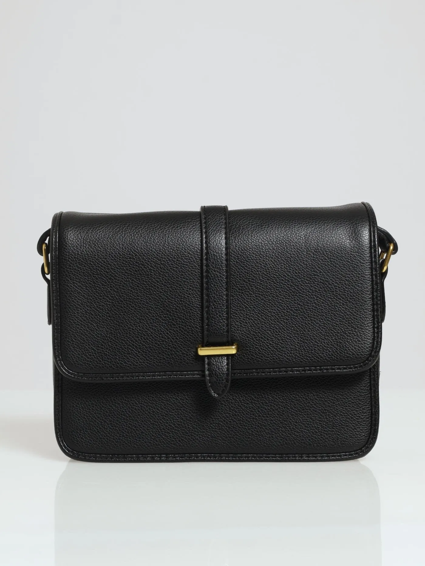 Front Tab Square Satchel - Black