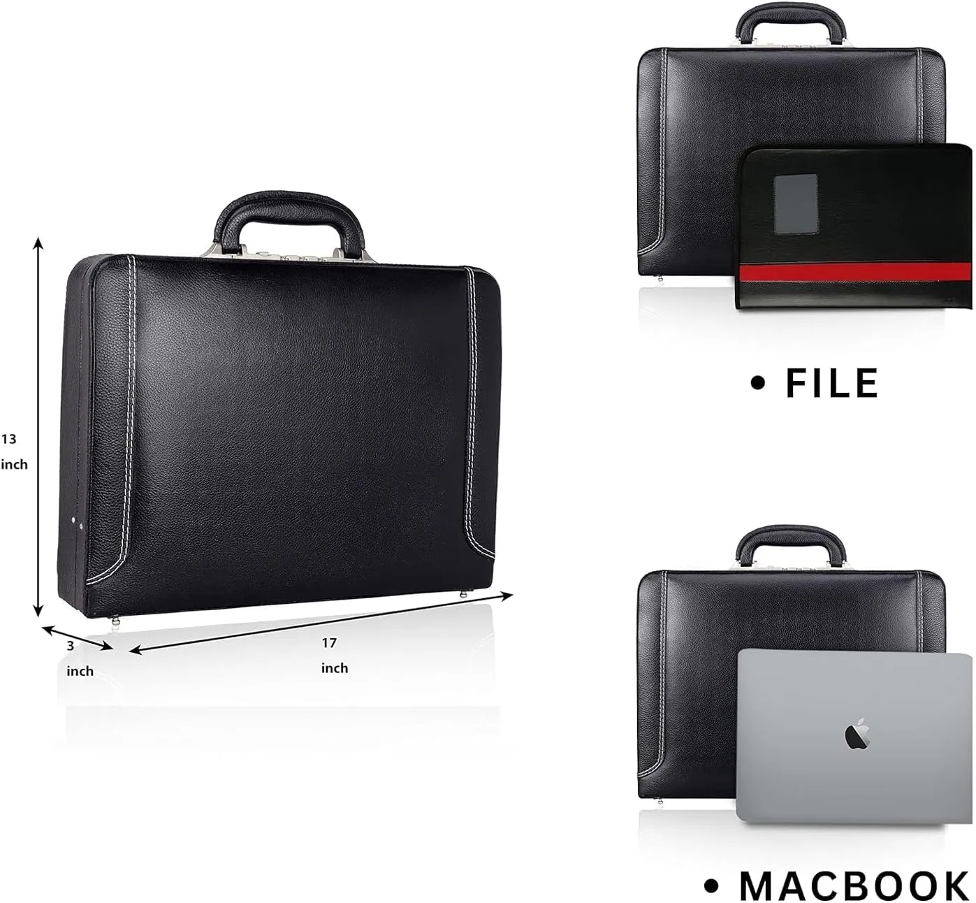 Full Grain Leather Briefcase Attache Case For Unisex Size L18 x W4 x H12 Inches Luxury Briefcase Bag