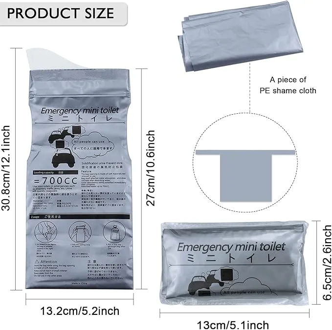 FUNKA Emergency Disposable Urine Bag, 700ML Large Capacity Camping Pee Bags, Unisex Urinals Vomit Bags for Travel Urinal Toilet Traffic Jam Portable Potty Bags for Men Women Children Patient