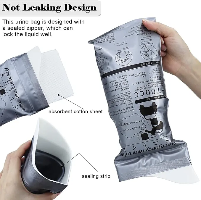 FUNKA Emergency Disposable Urine Bag, 700ML Large Capacity Camping Pee Bags, Unisex Urinals Vomit Bags for Travel Urinal Toilet Traffic Jam Portable Potty Bags for Men Women Children Patient