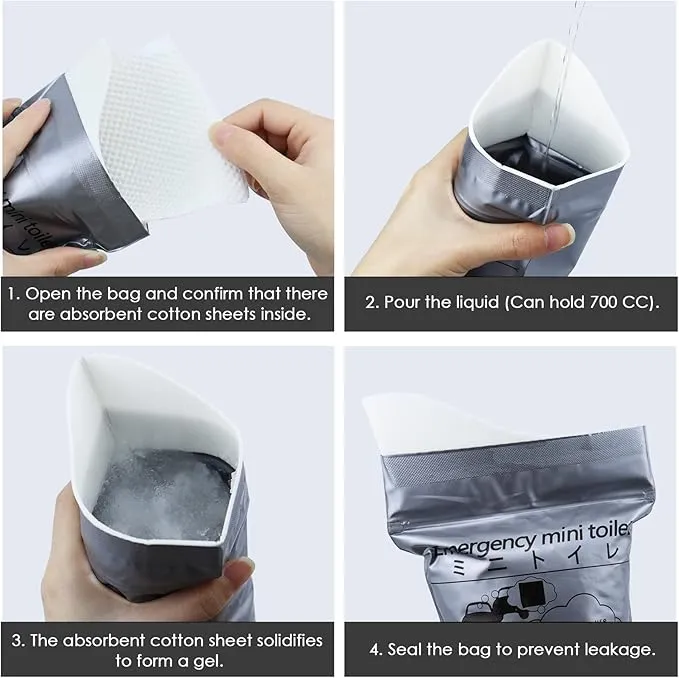FUNKA Emergency Disposable Urine Bag, 700ML Large Capacity Camping Pee Bags, Unisex Urinals Vomit Bags for Travel Urinal Toilet Traffic Jam Portable Potty Bags for Men Women Children Patient
