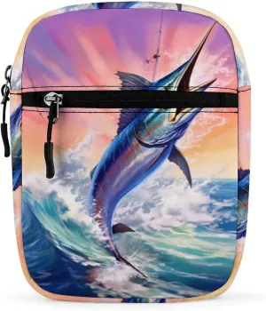 FunnyStar Marlin Fish Swordfish Crossbody Bag Small Shoulder Bag Adjustable Satchel Bag Travel Sling Purse