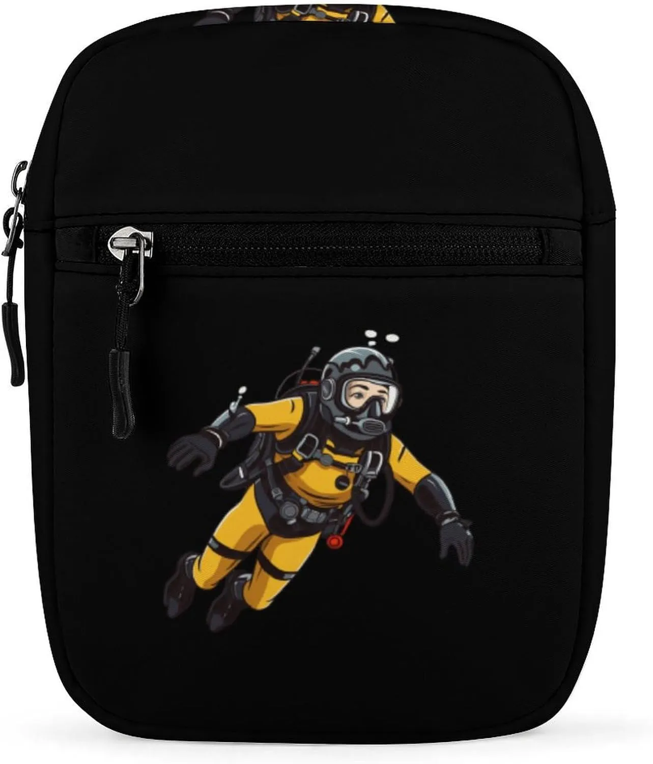 FunnyStar Scuba Diver Cartoon Crossbody Bag Small Shoulder Bag Adjustable Satchel Bag Travel Sling Purse