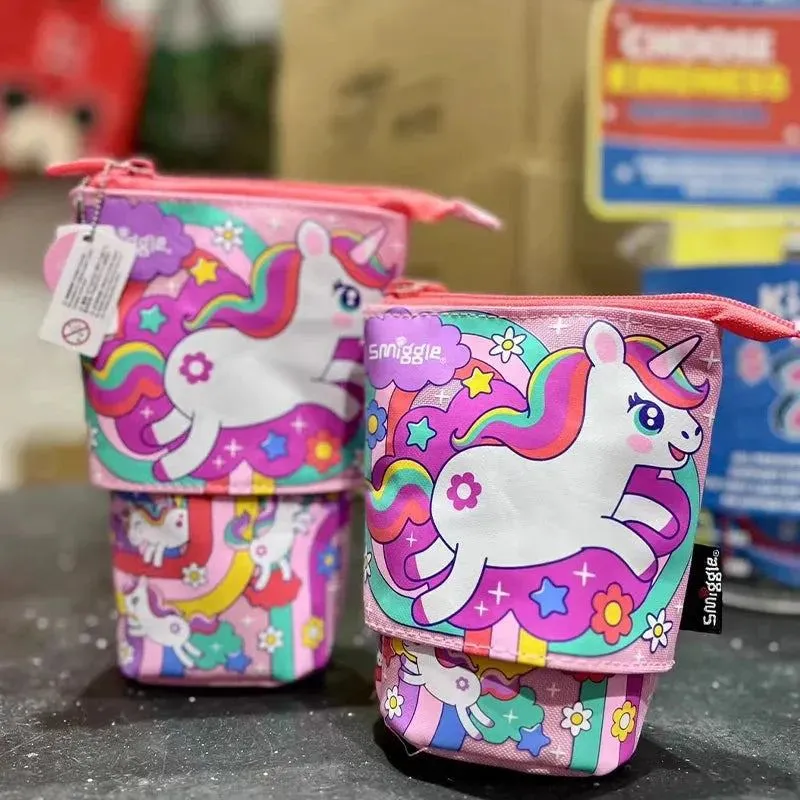 Genuine Australian Smiggle schoolbag Cute Pink Maze Unicorn Backpack Medium Children's Backpack Water Cup Retractable Pen Bag