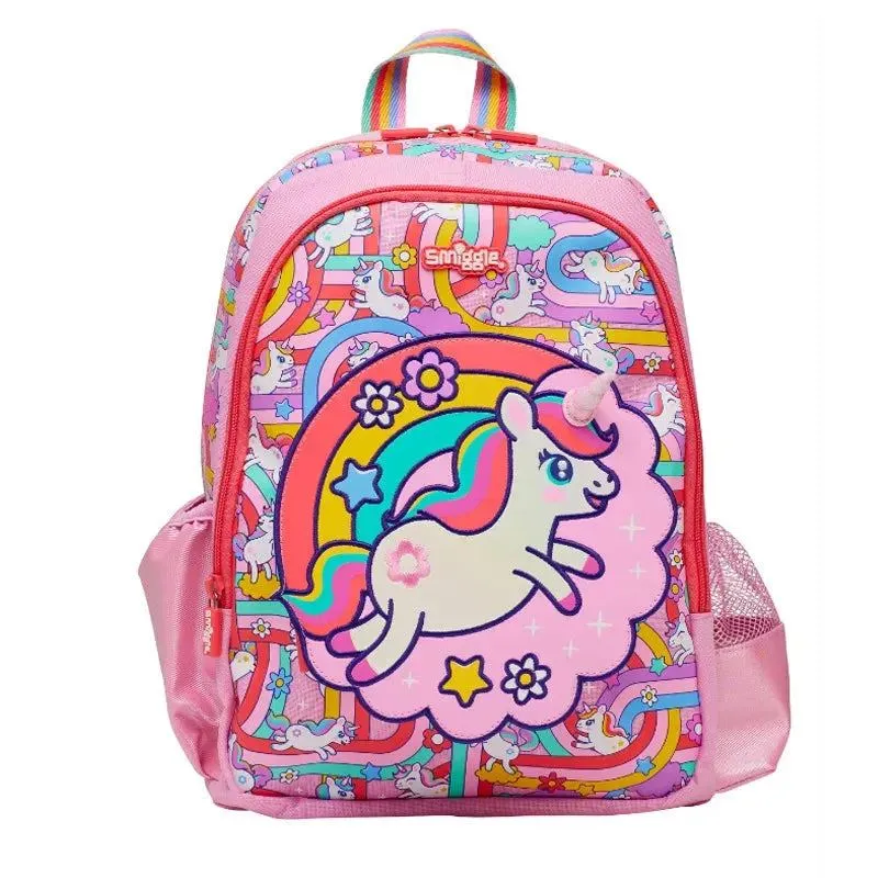 Genuine Australian Smiggle schoolbag Cute Pink Maze Unicorn Backpack Medium Children's Backpack Water Cup Retractable Pen Bag