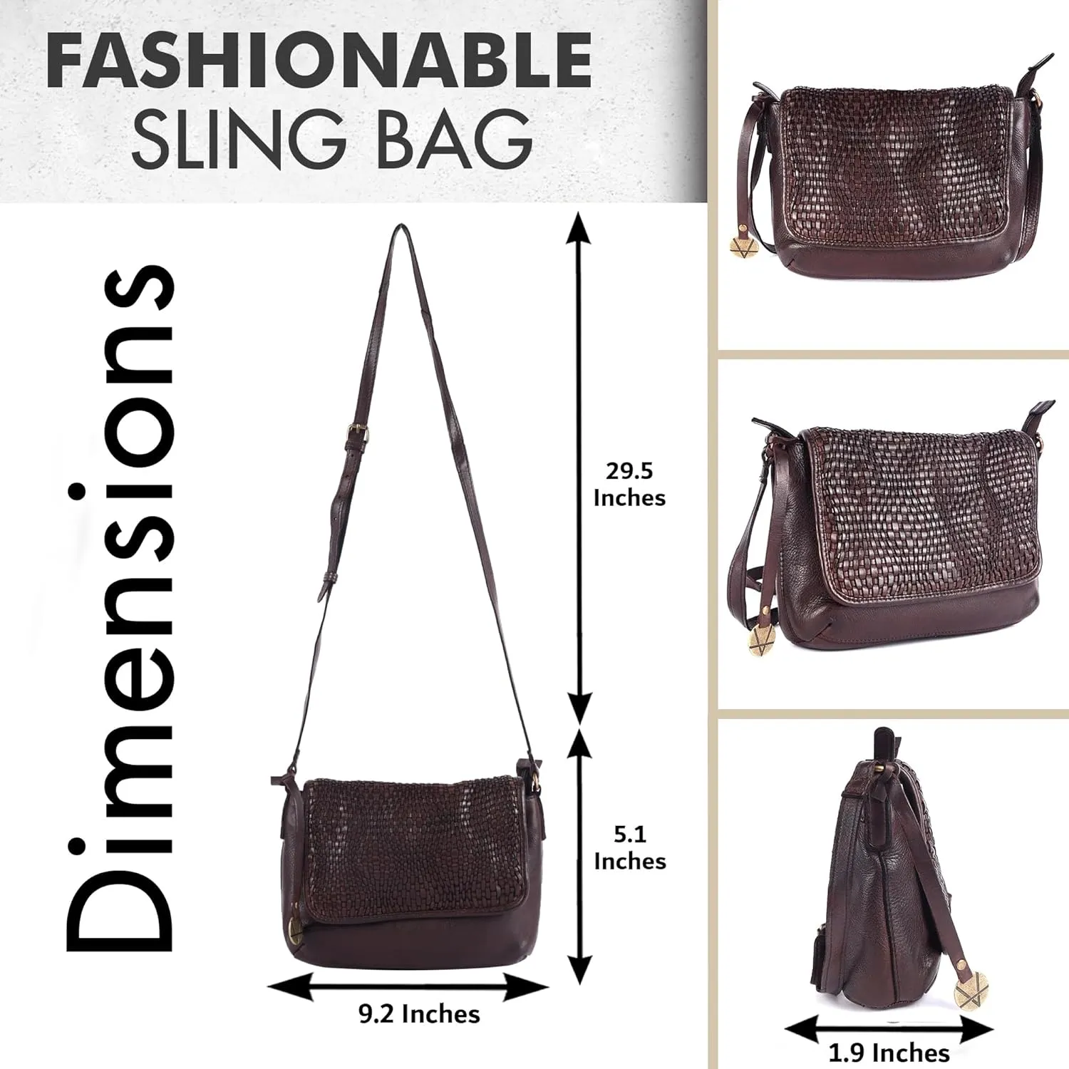 Genuine Leather Crossbody Sling Bags for Women, Bags for Women Trendy Casual Office Bag with Adjustable Strap