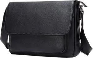 Genuine Leather Messenger Bags Mens Shoulder Bags Crossbody Bags Briefcases Casual Daypacks Waist Packs(Black)