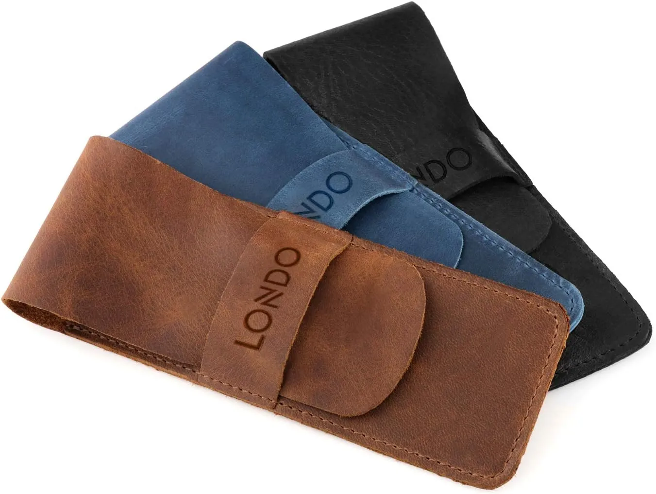 Genuine Leather Pen and Pencil Case with Tuck in Flap, Stationery Bag