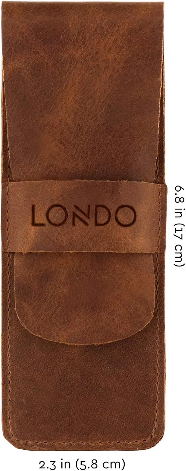 Genuine Leather Pen and Pencil Case with Tuck in Flap, Stationery Bag