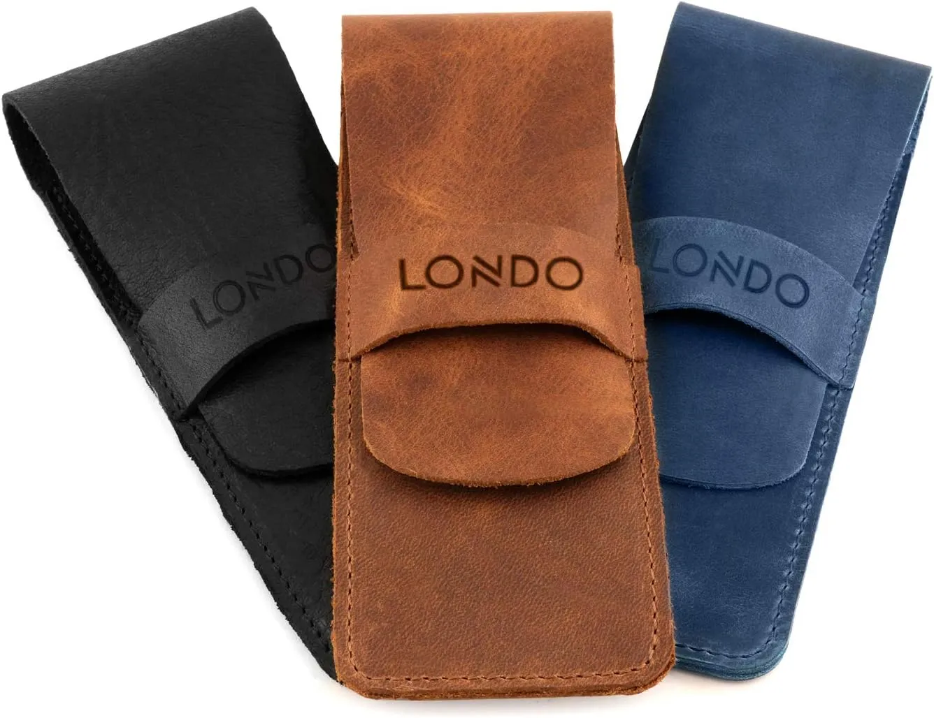 Genuine Leather Pen and Pencil Case with Tuck in Flap, Stationery Bag