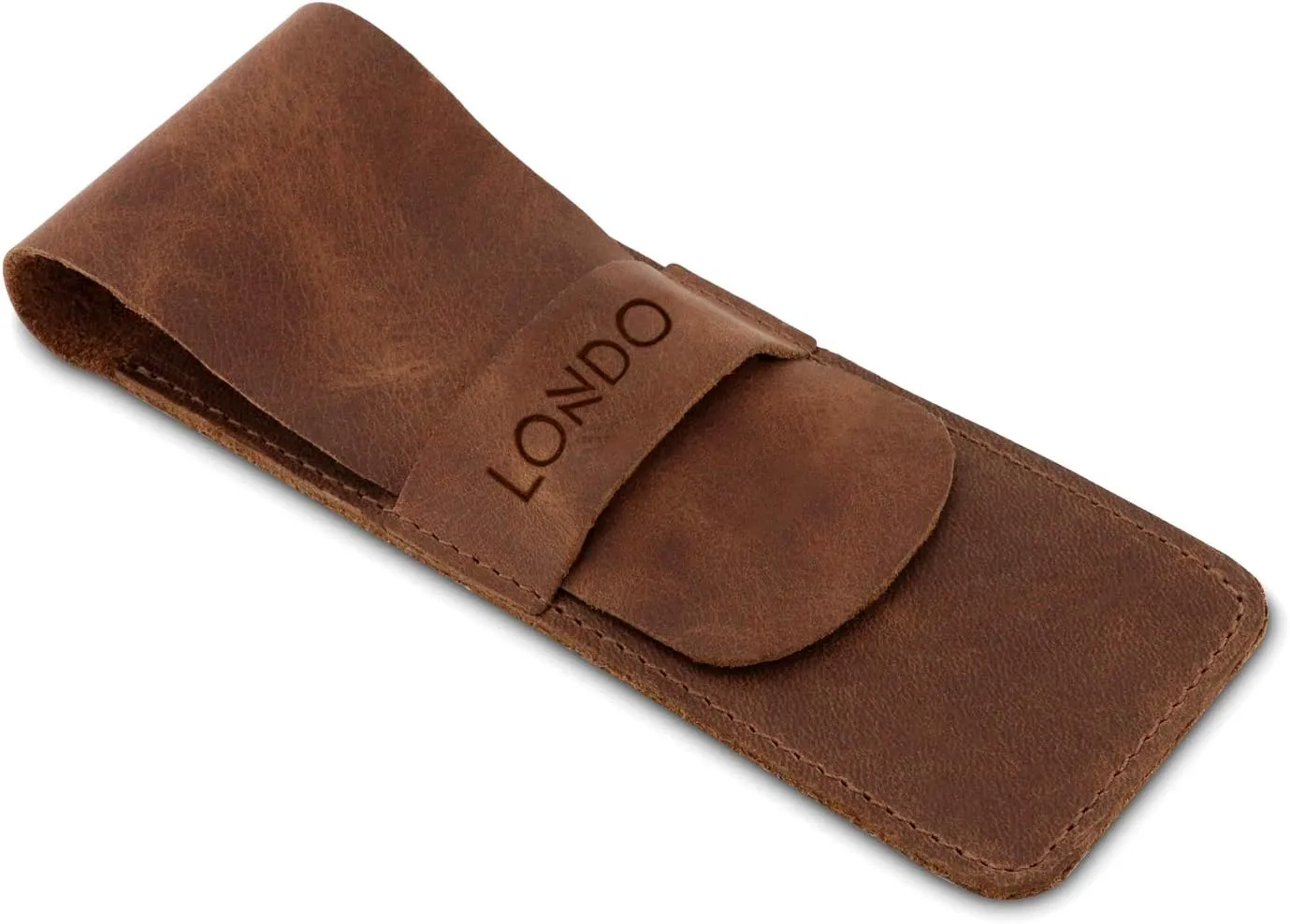 Genuine Leather Pen and Pencil Case with Tuck in Flap, Stationery Bag