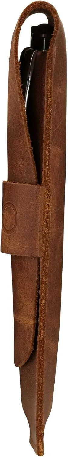 Genuine Leather Pen and Pencil Case with Tuck in Flap, Stationery Bag