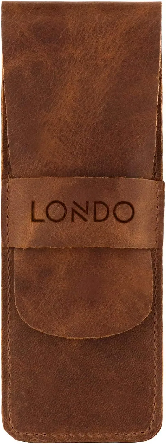 Genuine Leather Pen and Pencil Case with Tuck in Flap, Stationery Bag