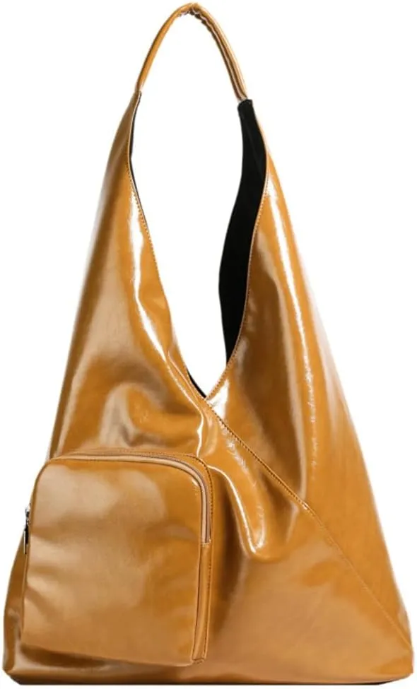 Glossy Vegan Leather Tote Bag for Women Large Shoulder Bag Casual Work Handbag Travel Purse Top Handle Satchels