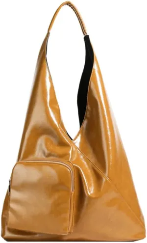 Glossy Vegan Leather Tote Bag for Women Large Shoulder Bag Casual Work Handbag Travel Purse Top Handle Satchels