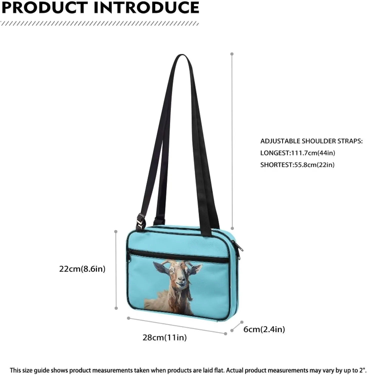 Goat Bible Cover Case for Men and Women, Bible Carrier Book Cover Holders with Shoulder Strap Bible Tote Bag Church Bags Bible Accessories Christian Gift, 11" * 2.4" * 8.6"