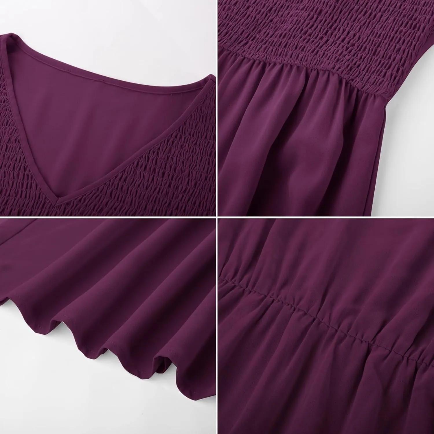 GRACE KARIN Long Sleeve Dresses for Women V Neck Smocked Tiered A-Line Dress Formal Cocktail Wedding Guest Maxi Dress