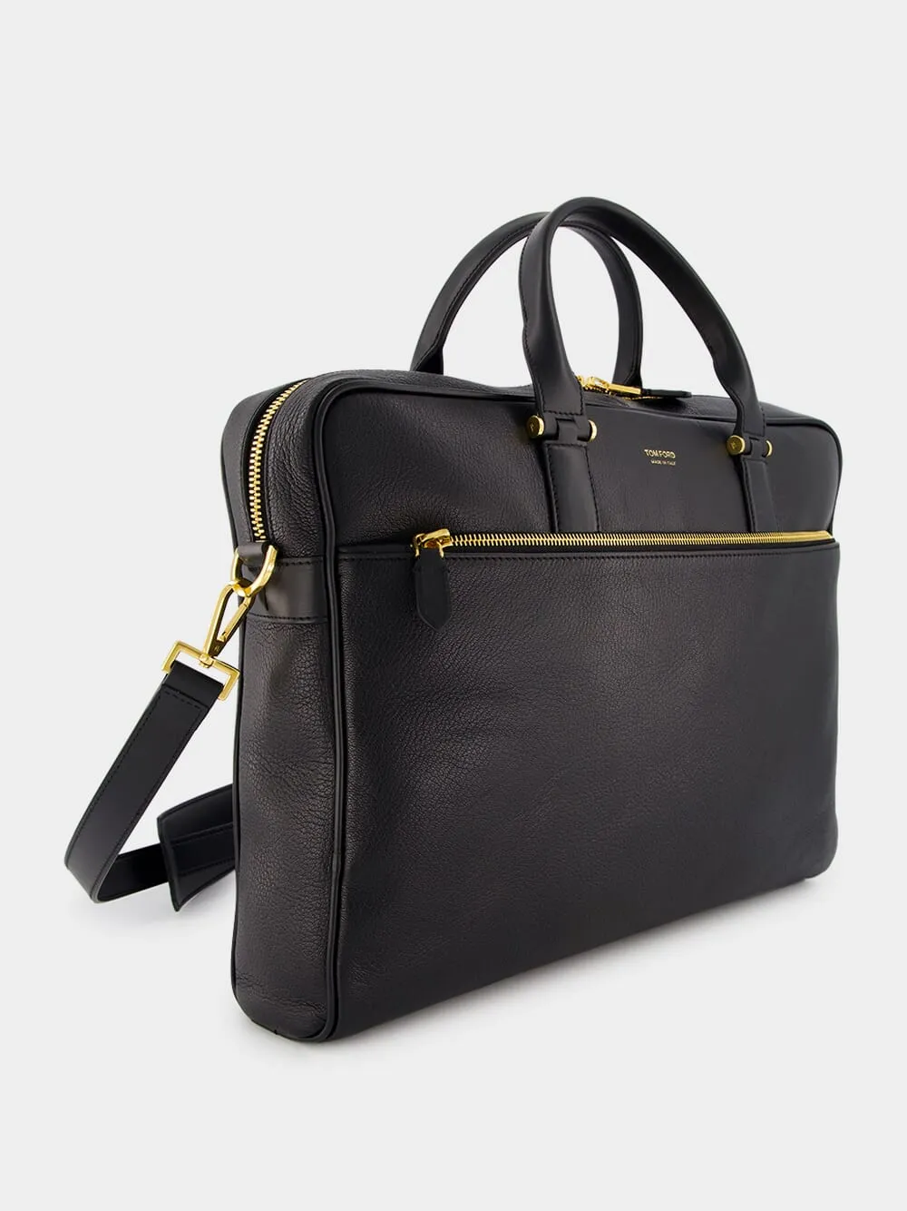 Grain Leather Slim Briefcase
