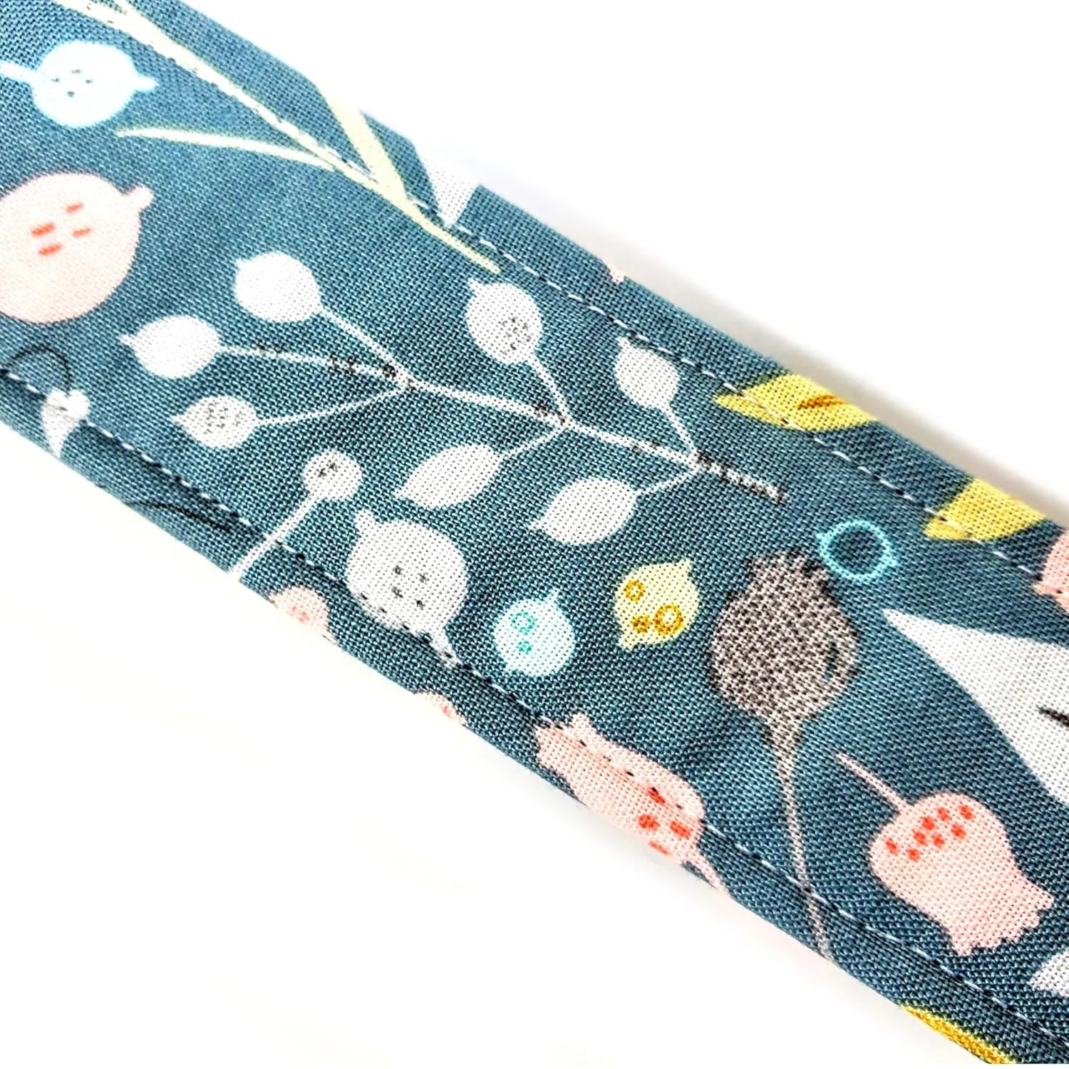 Green Scandinavian Guitar Style Bag Strap - Flowers on Green Cross Body Strap - Custom Hardware Color- Adjustable -Double Padded-Durable- (2" Width, Silver)