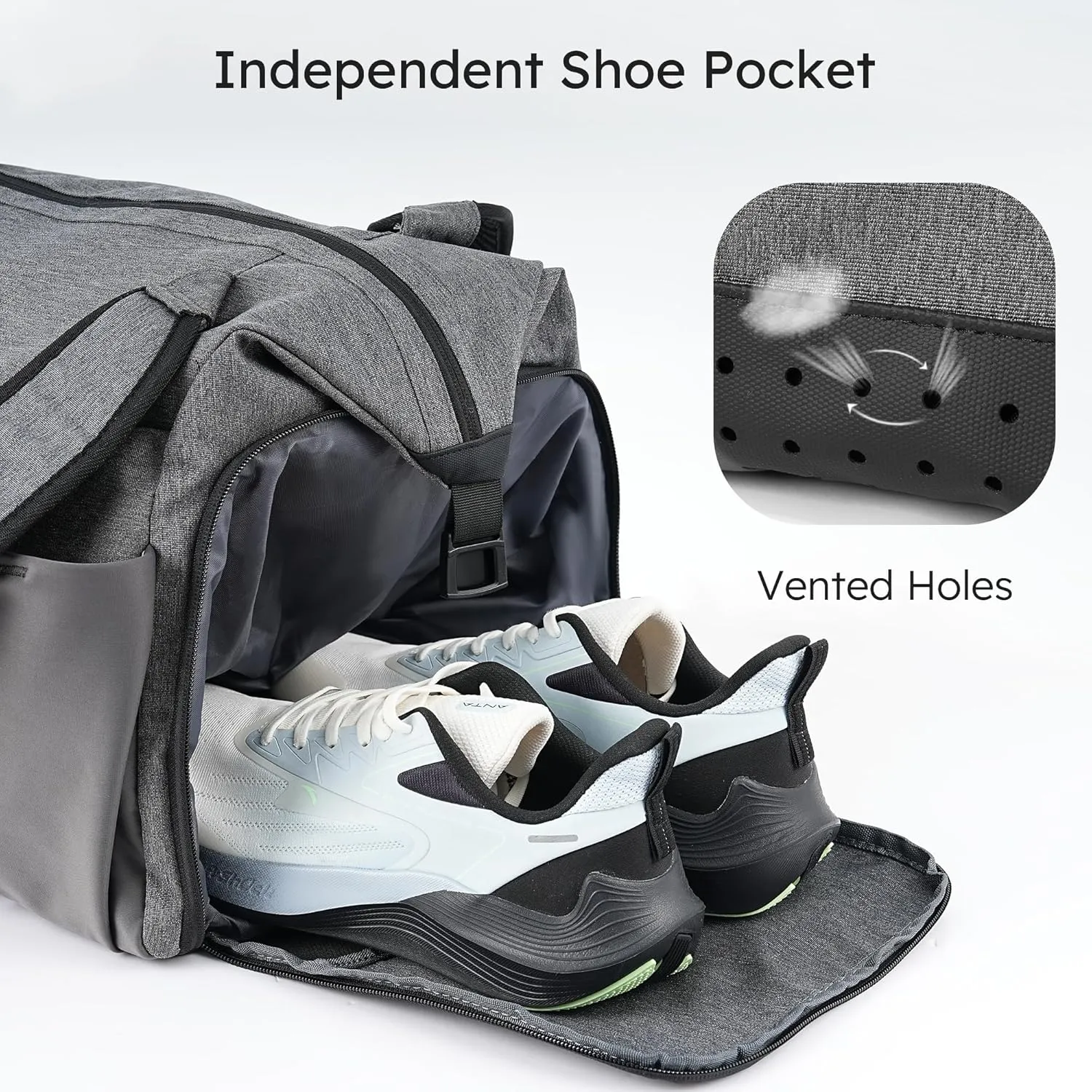 Gym Bag for Men with 2 Upgraded Bottle Holders Convertible Duffle Bag and Gym Backpack Waterproof Sports Bags with Shoes Compartment and Wet Pocket - Grey