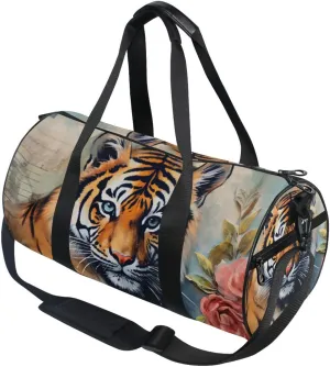Gym Bags for Men Women, Travel Duffle Bag, Lightweight Weekender Duffel Bag, Workout Duffle Sports Bag for Travel Yoga, Old Newspaper Tiger (2), YYGYM23HIH457