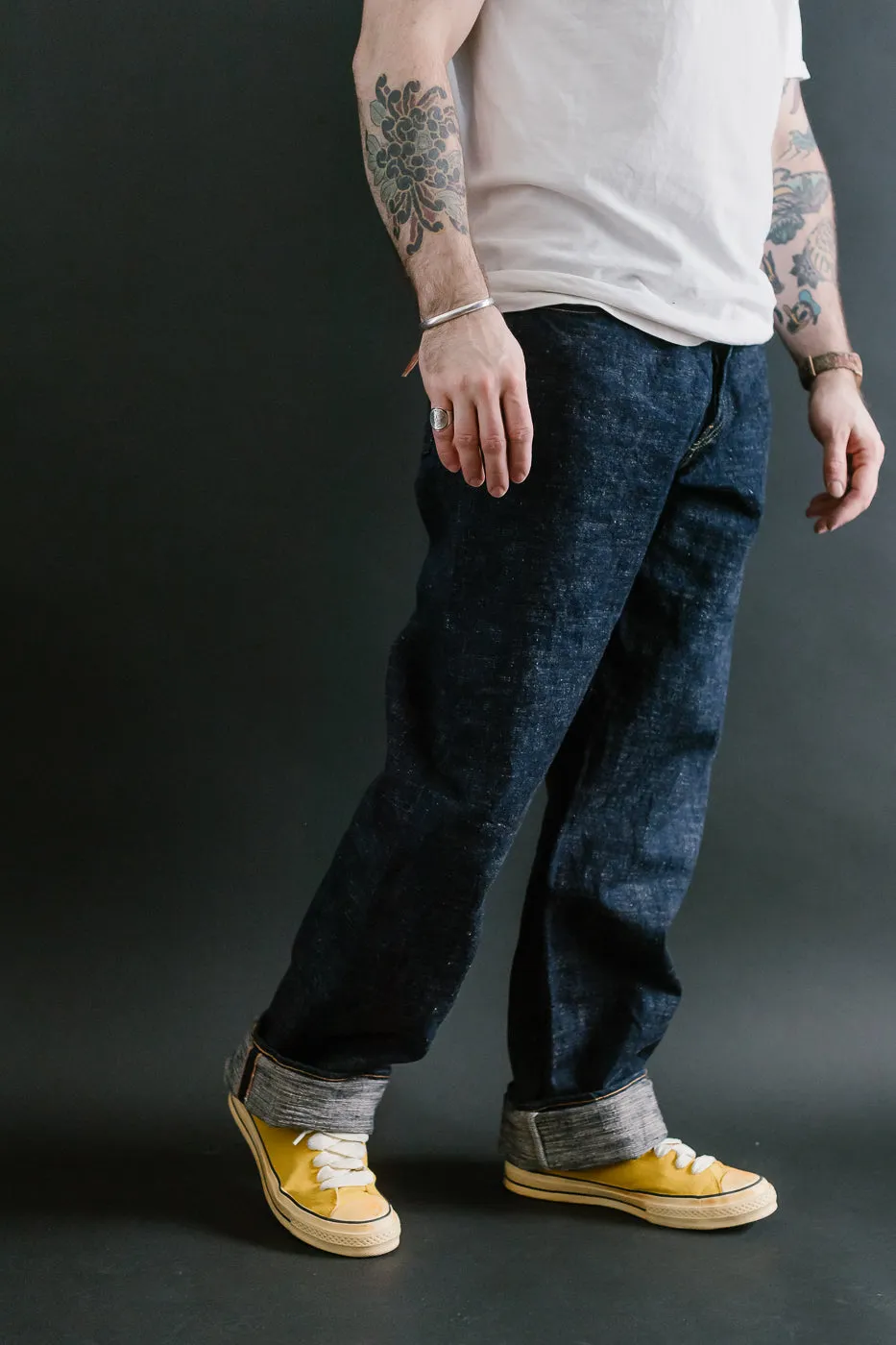 GZ-15HRJ-0510SB - 15oz Slub Yarn Heritage Fit Cinch Back Selvedge Jeans - Indigo