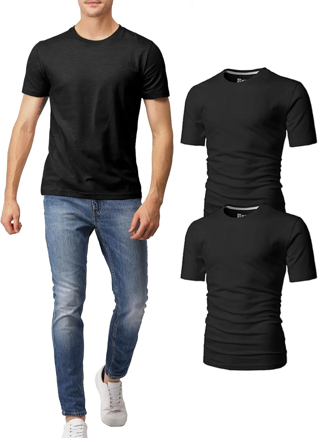 H2H Mens Slime Short Sleeve T-Shirts (V Neck/Crew Neck Multipack) Size XS to 3XL
