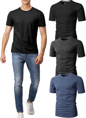 H2H Mens Slime Short Sleeve T-Shirts (V Neck/Crew Neck Multipack) Size XS to 3XL