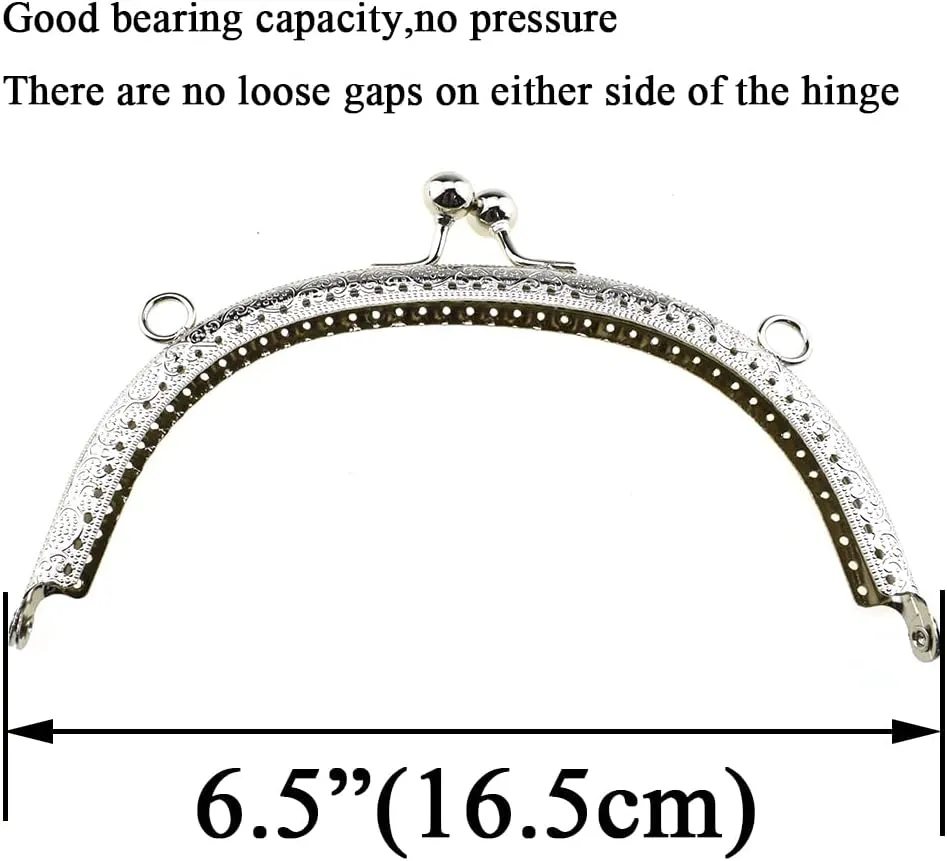 Hahiyo 16.5cm Length Half Round Frame Kiss Clasp Smooth Grip Action Close Securely Neutral Appearance Metal Decorative Buckle Lock Hasp Silver 4 PCS for DIY Craft Wallets Bags