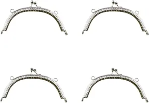 Hahiyo 16.5cm Length Half Round Frame Kiss Clasp Smooth Grip Action Close Securely Neutral Appearance Metal Decorative Buckle Lock Hasp Silver 4 PCS for DIY Craft Wallets Bags