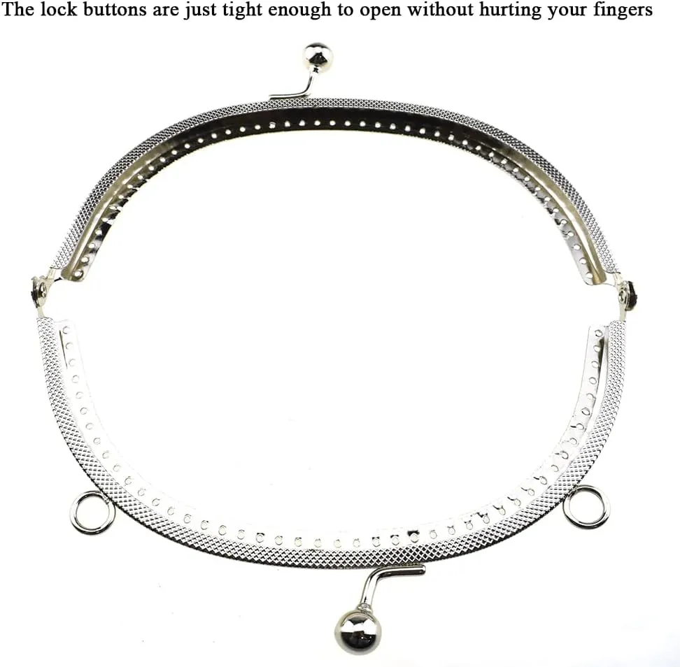 Hahiyo 16.5cm Length Half Round Frame Kiss Clasp Smooth Grip Action Close Securely Neutral Appearance Metal Decorative Buckle Lock Hasp Silver 4 PCS for DIY Craft Wallets Bags