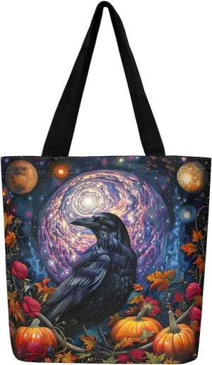 Halloween Canvas Tote Bag for Men Women Adults Cartoon Decorative Aesthetic Shoulder Handbags for Shopping Gym