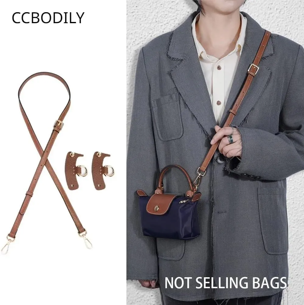 Handbag Strap Adjustable Bag Strap for Long Mini Bag Free Punching Modification Transformation Accessories for Mini Bag Shoulder Strap Cross Body Bag Strap(Brown)