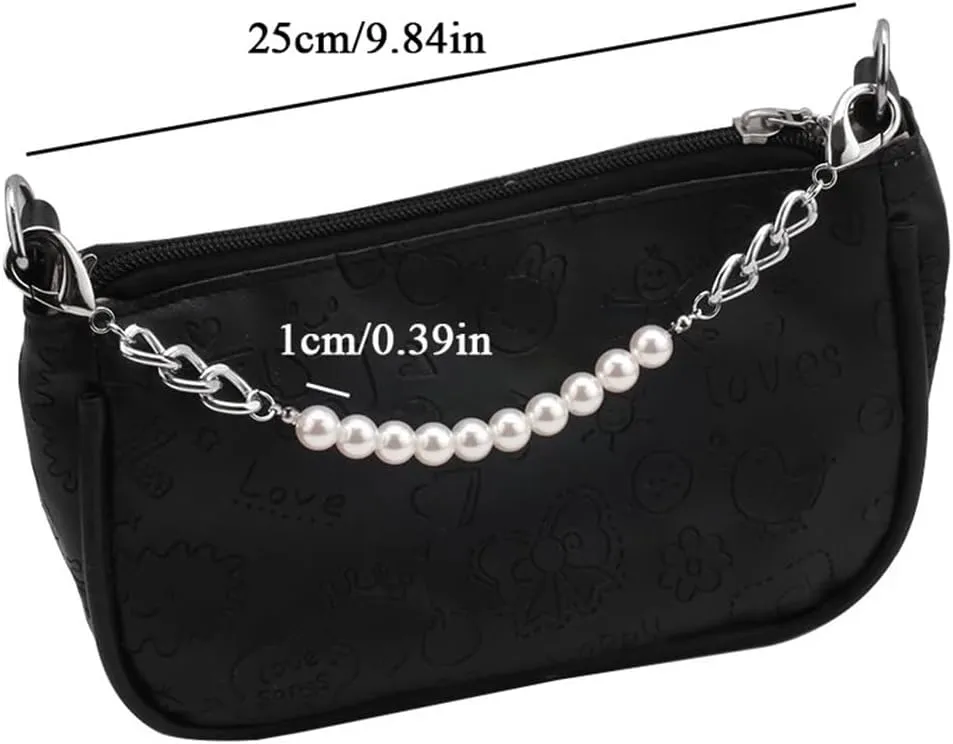 Handbag Strap DIY Pendant Imitate Pearl Personality Bag Bag Accessories Pants Chain Shoulder Bags Handle Clothing Chain Cross Body Bag Strap(Gold)